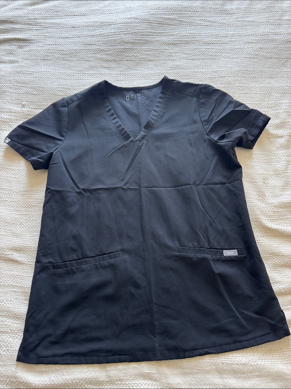 Figs Black Women's V-Neck Medical Scrub Top